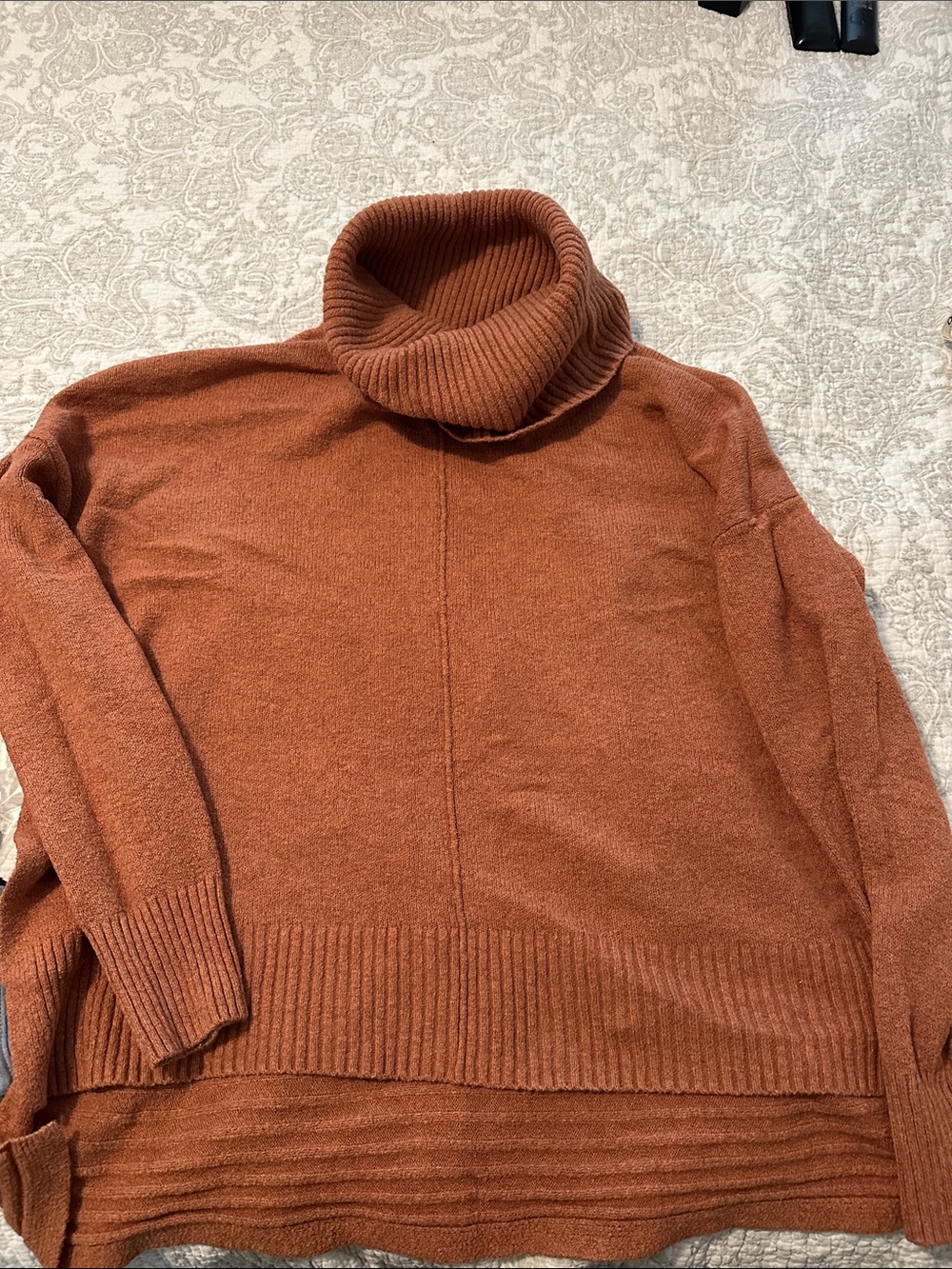 Kaisely Burnt Orange Cowl Neck Turtleneck Sweater